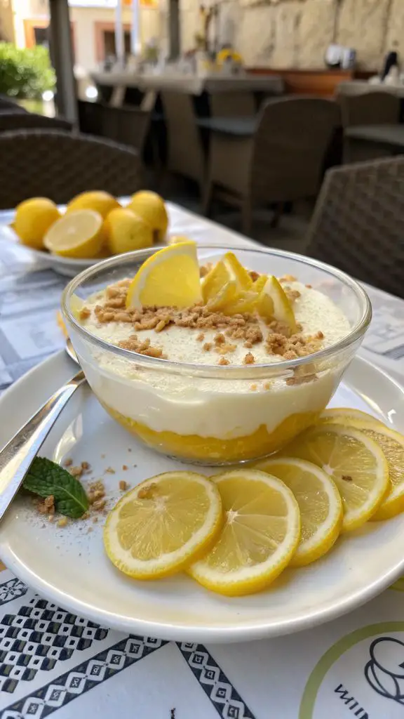 Crema fredda al limone splendidamente impiattato