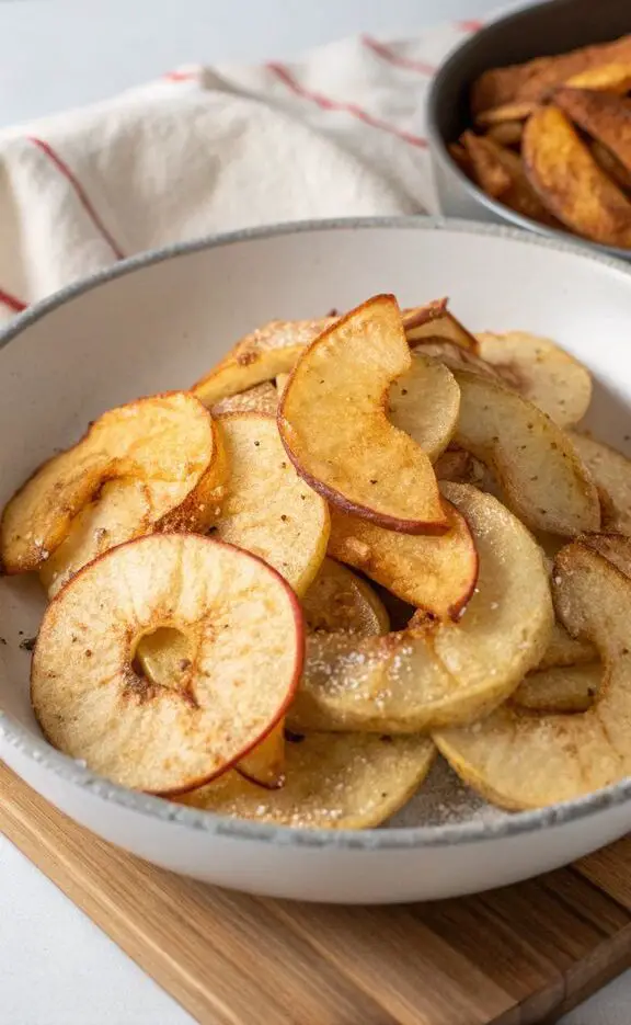 Un delizioso piatto di Patatine di mele fritte in friggitrice ad aria