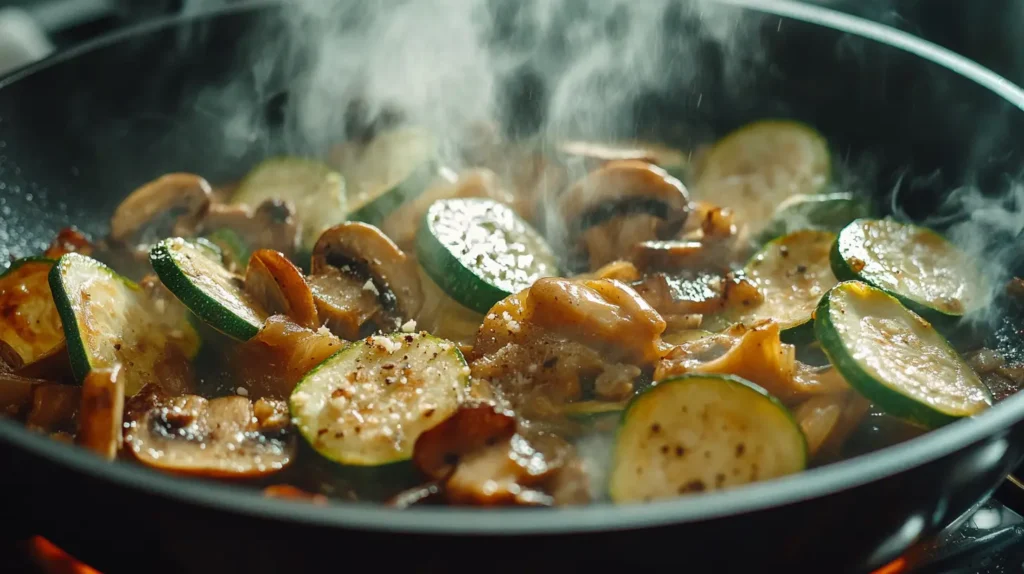 Zucchine e Funghi Saltati a Basso Contenuto di Carboidrati