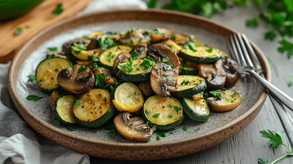 Zucchine e Funghi Saltati a Basso Contenuto di Carboidrati