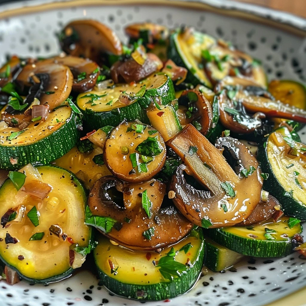 Zucchine e Funghi Saltati a Basso Contenuto di Carboidrati