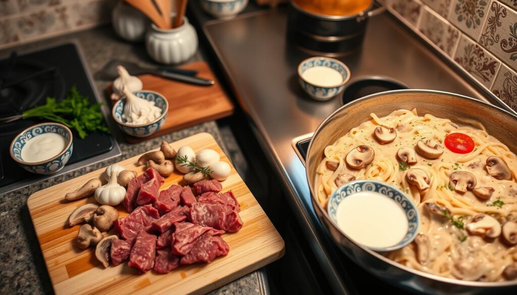 preparazione Beef Stroganoff preparazione Beef Stroganoff