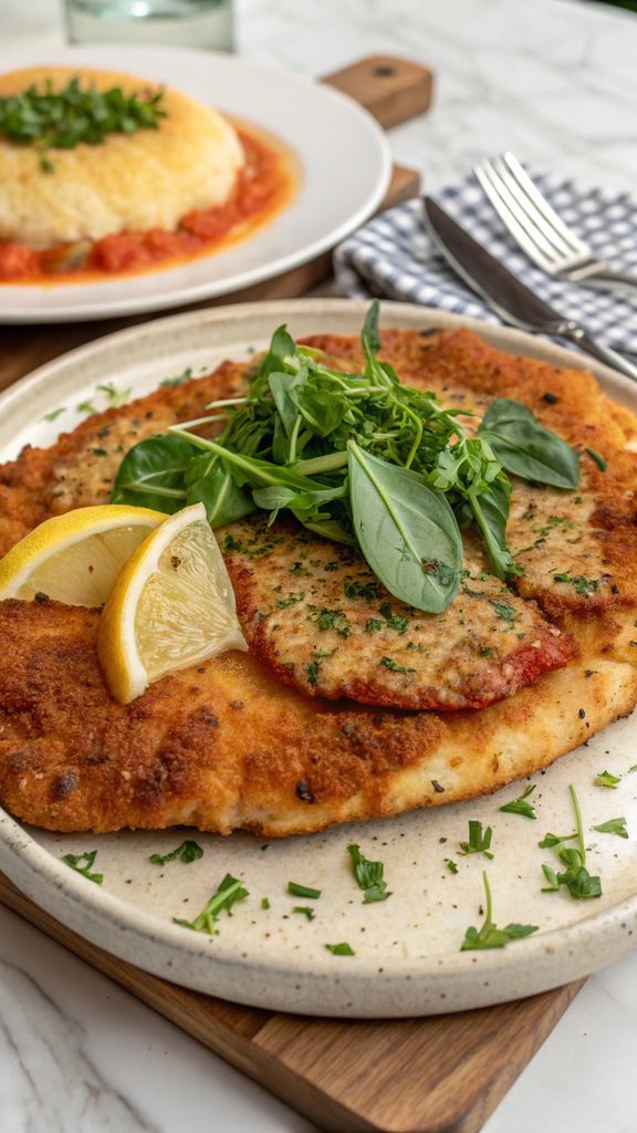 Cotoletta al forno splendidamente impiattato