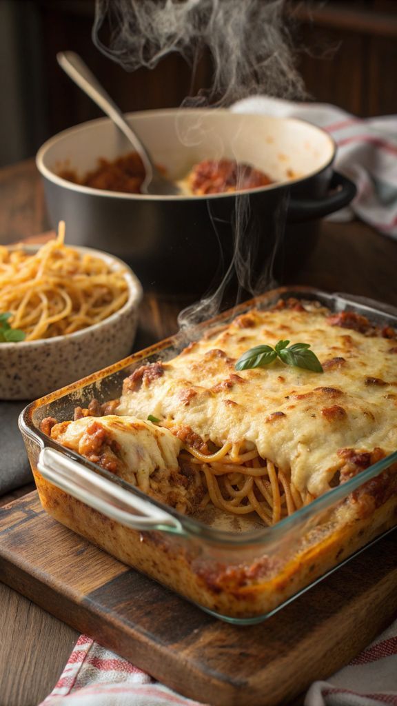 Preparazione passo-passo di Baked Cream Cheese Spaghetti Casserole