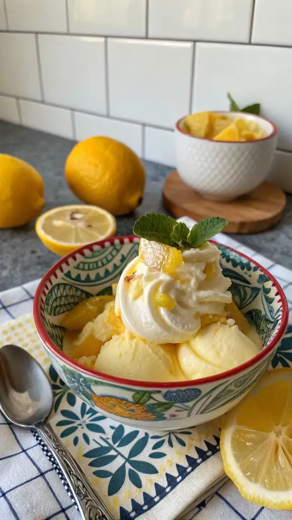Primo piano di delizioso Crema fredda al limone