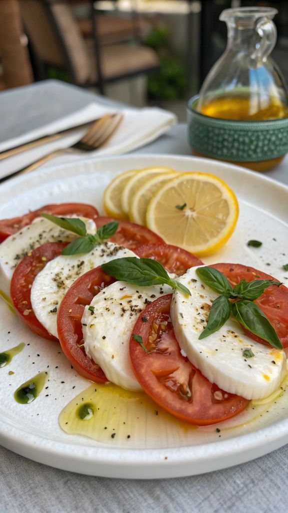 Caprese al limone di Sal De Riso splendidamente impiattato