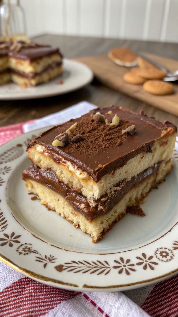 Primo piano di delizioso Mattonella paradiso alla nutella
