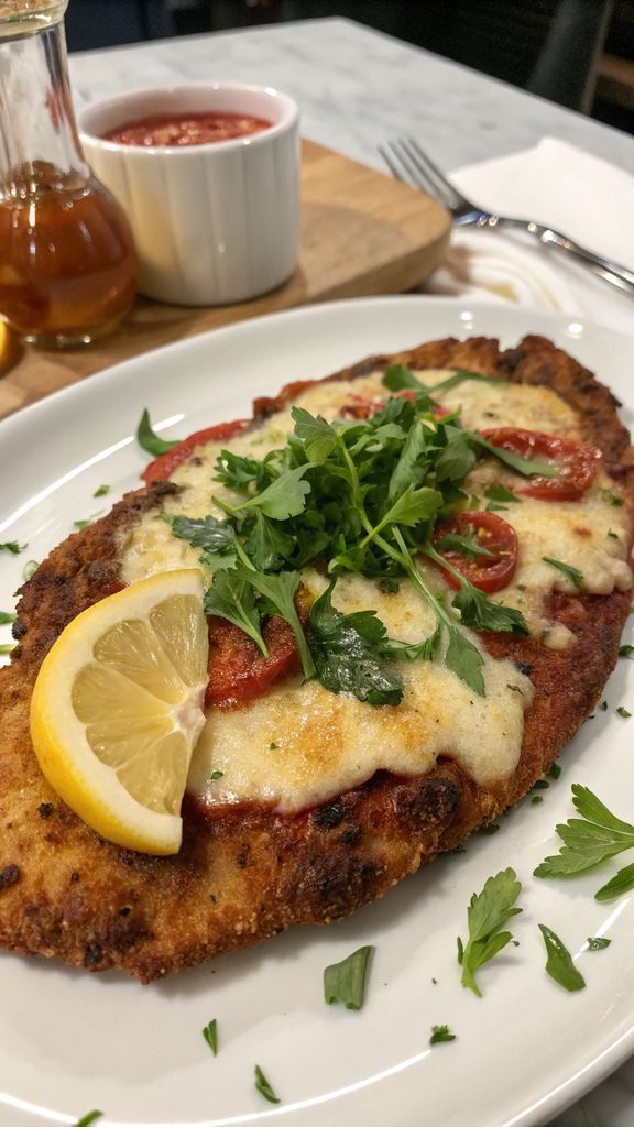 Cotoletta al forno splendidamente impiattato