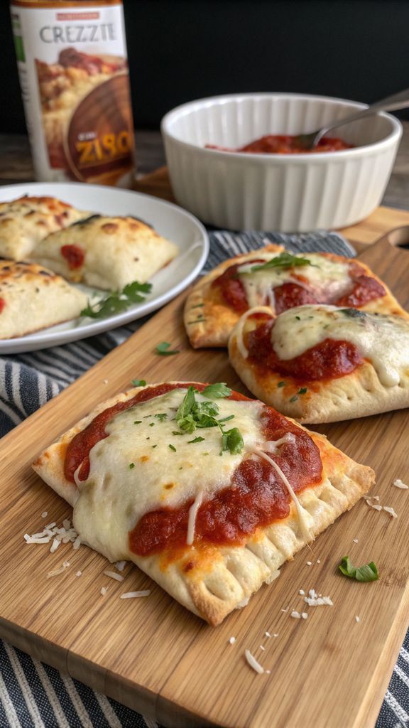 Primo piano di delizioso Homemade Easy Cheesy Pizza Pockets