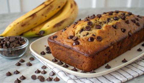 Un delizioso piatto di Chocolate Chip Banana Bread