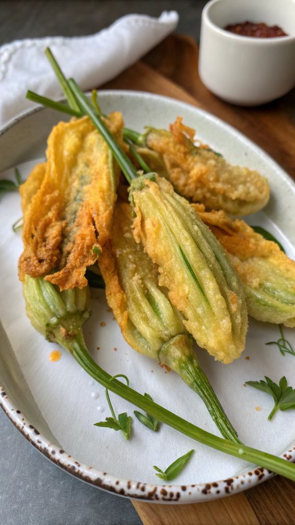 Primo piano di delizioso FIORI DI ZUCCA PERFETTI? IL SEGRETO È NELLA PASTELLA!