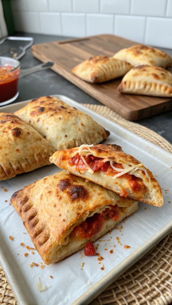 Homemade Easy Cheesy Pizza Pockets splendidamente impiattato