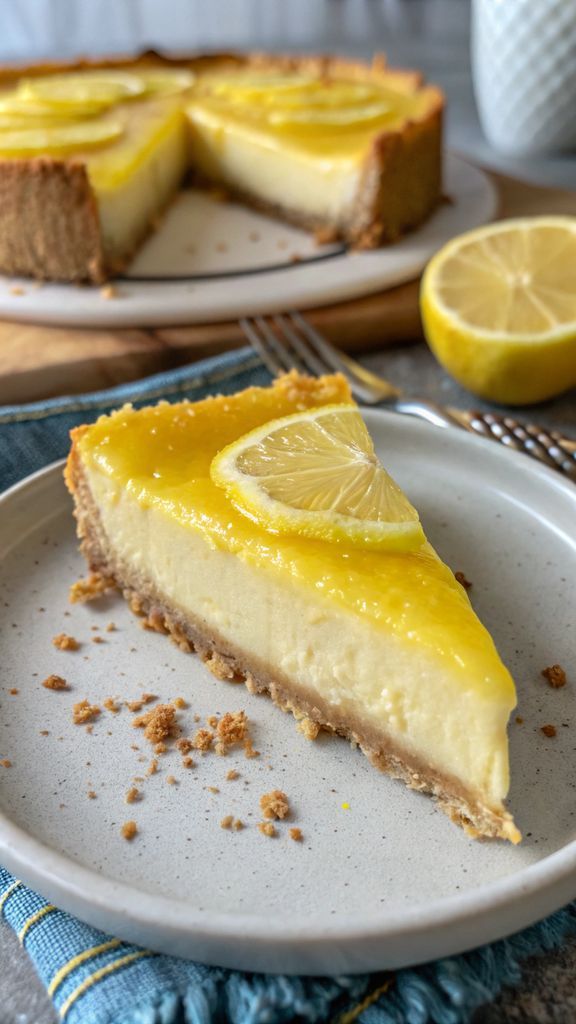 Cheesecake al limone splendidamente impiattato