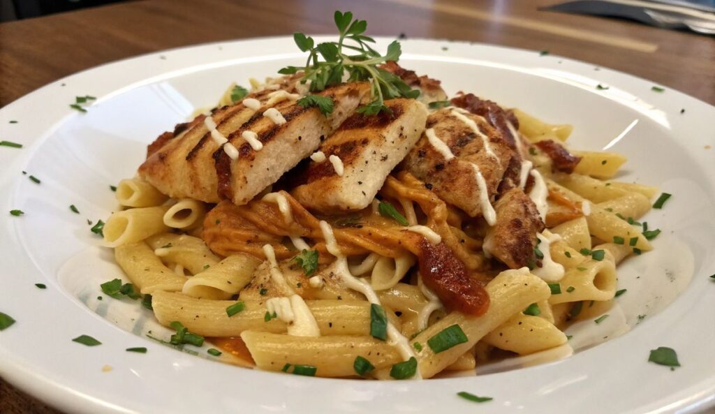 Un delizioso piatto di BBQ Ranch Chicken Pasta