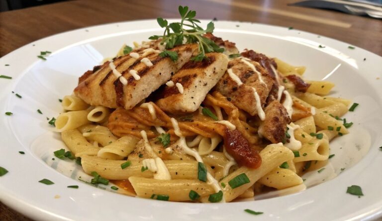 Un delizioso piatto di BBQ Ranch Chicken Pasta