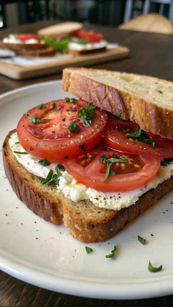 Preparazione passo-passo di Tomato and Cream Cheese Sandwich