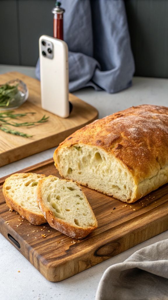 Primo piano di delizioso Pane fatto in casa con 6 ingredienti