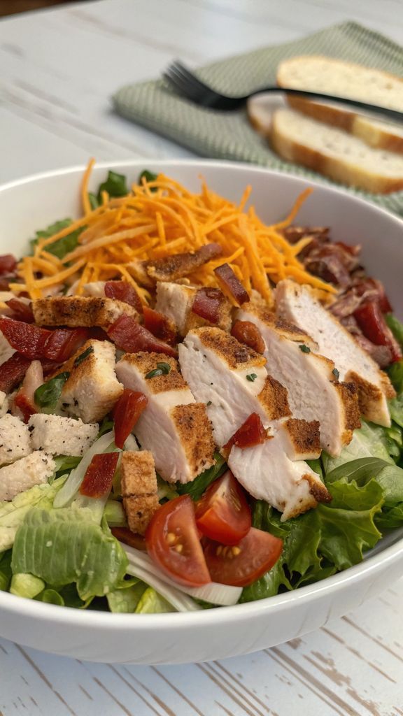 Bacon Ranch Chicken Salad splendidamente impiattato