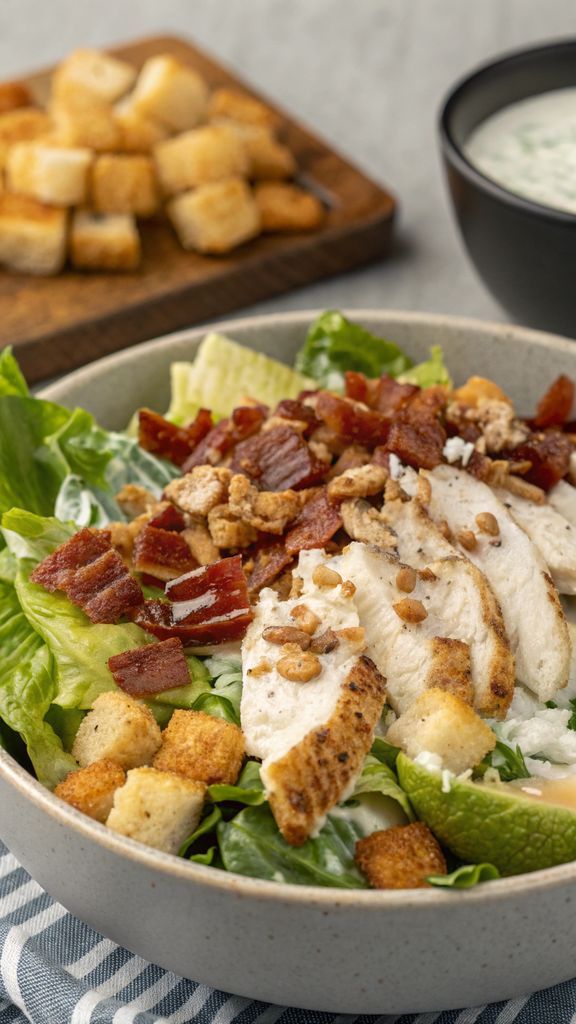 Primo piano di delizioso Bacon Ranch Chicken Salad