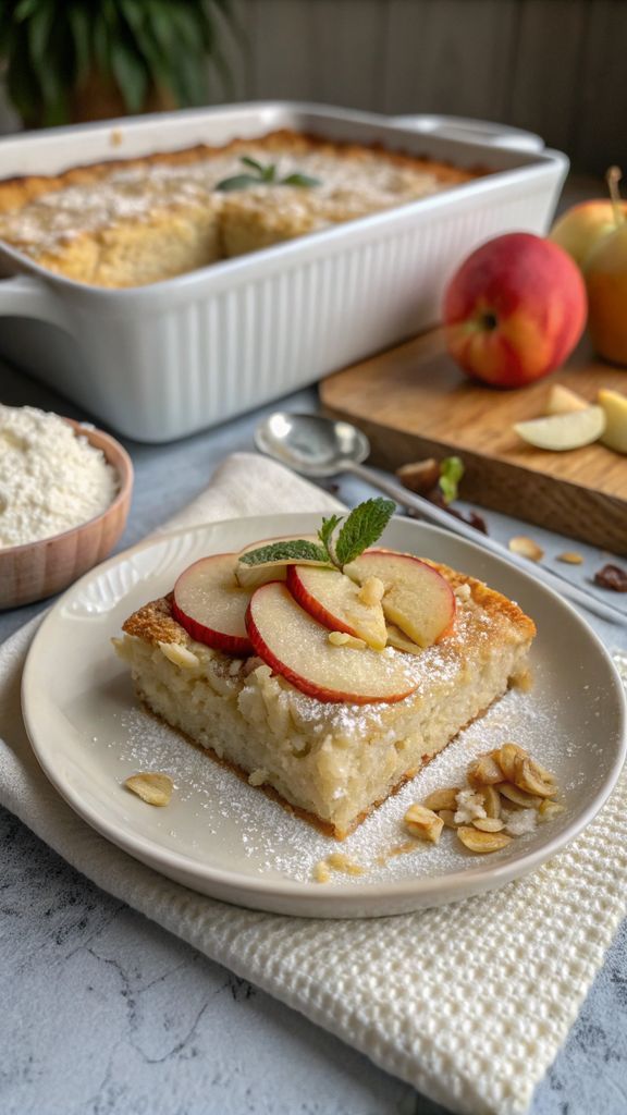 Scopri la deliziosa combinazione di mele e riso in una torta morbida e profumata! splendidamente impiattato