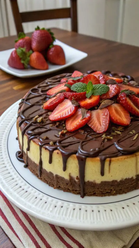 Un delizioso piatto di Concediti la Felicità delle Fragole al Cheesecake Ricoperte di Cioccolato!
