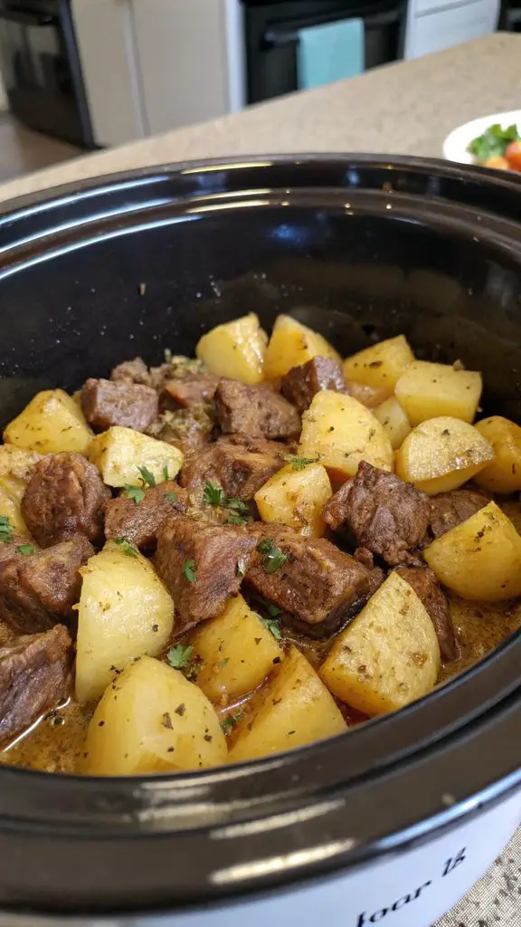 Preparazione passo-passo di Assapora il Gusto: Bocconcini di Manzo al Burro d'Aglio e Patate in Slow Cooker