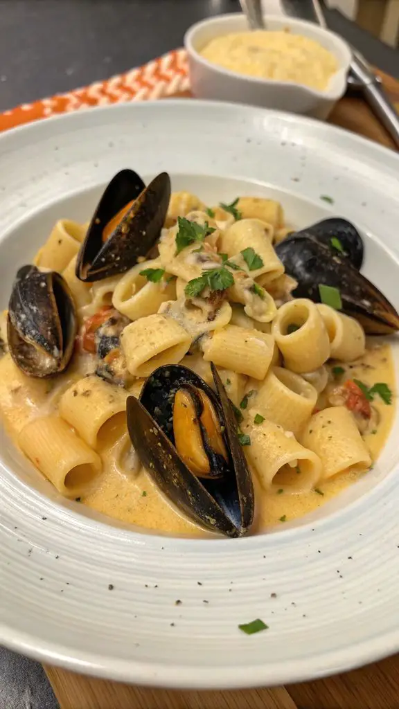 Preparazione passo-passo di Mezze Maniche con Crema di Patate e Cozze