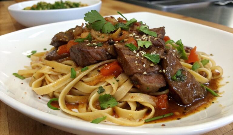 Un delizioso piatto di Savor the Flavors of Easy Beef and Noodles