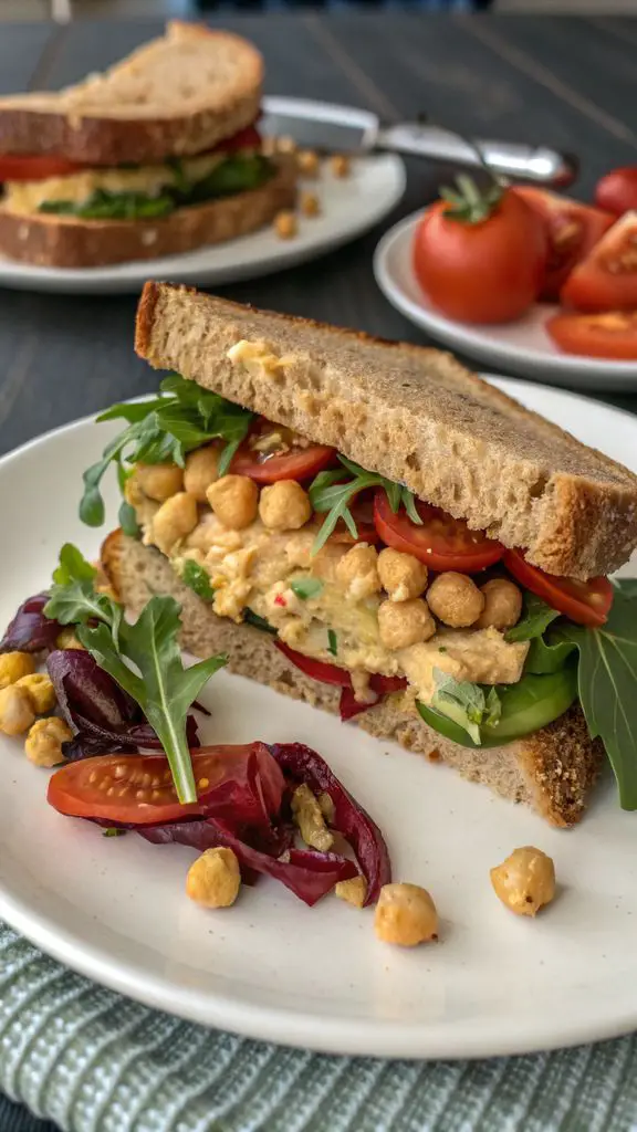 Un delizioso piatto di Ricetta Panino con Insalata di Ceci Infusi di Hummus