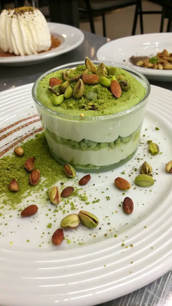 Un delizioso piatto di Crema al pistacchio fatta in casa all'italiana
