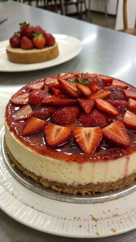 Un delizioso piatto di Dolce Felicità di Cheesecake alle Fragole!