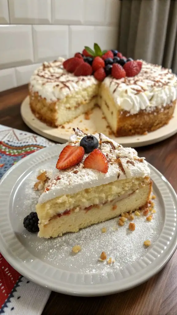 Un delizioso piatto di Torta nuvola allo yogurt leggera e soffice