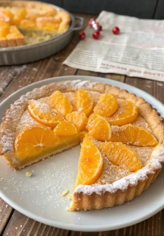 Un delizioso piatto di Deliziosa crostata all'arancia: morbida e friabile come non l'hai mai assaggiata!