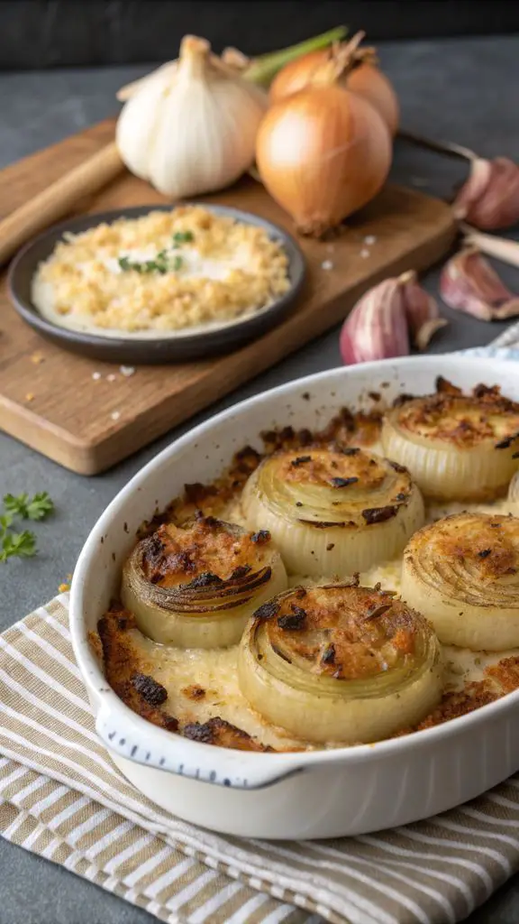 Un delizioso piatto di CIPOLLE GRATINATE AL FORNO