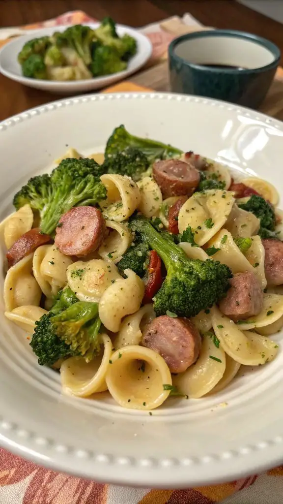Un delizioso piatto di Orecchiette con Broccoli e Salsiccia