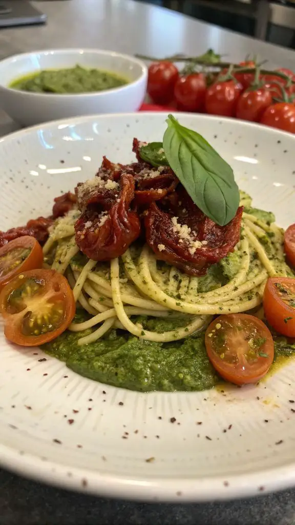 Un delizioso piatto di Pesto di pomodori secchi