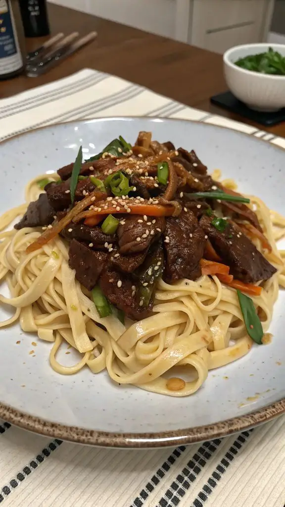 Preparazione passo-passo di Ricetta Noodles di Manzo Macinato Mongolo