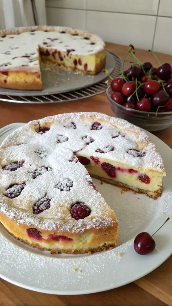 Un delizioso piatto di Torta di Ricotta e Ciliegie: Un Dolce da Sogno!