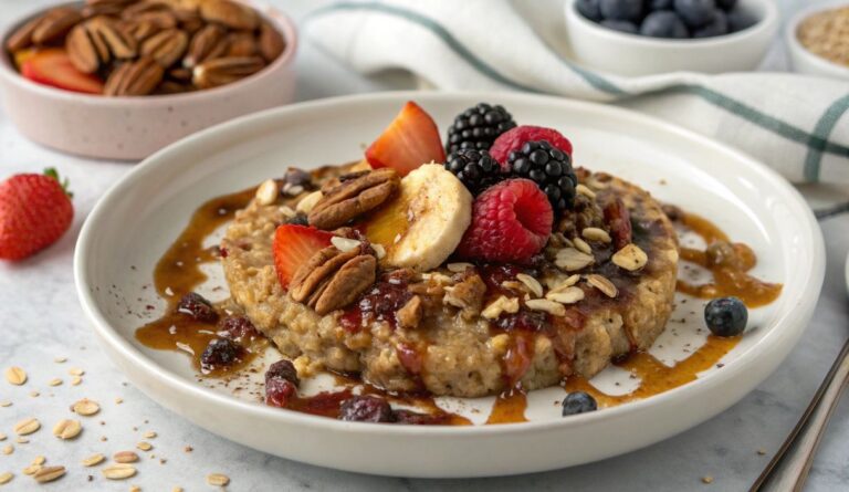 Un delizioso piatto di Wake Up to Warm & Cozy Overnight Baked Oats!