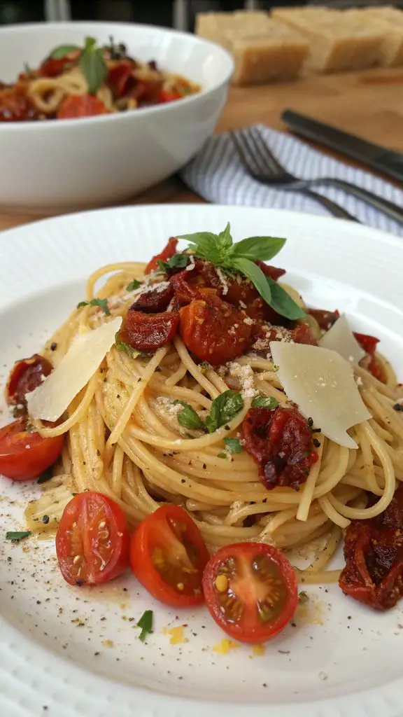 Un delizioso piatto di PASTA CON POMODORI SECCHI