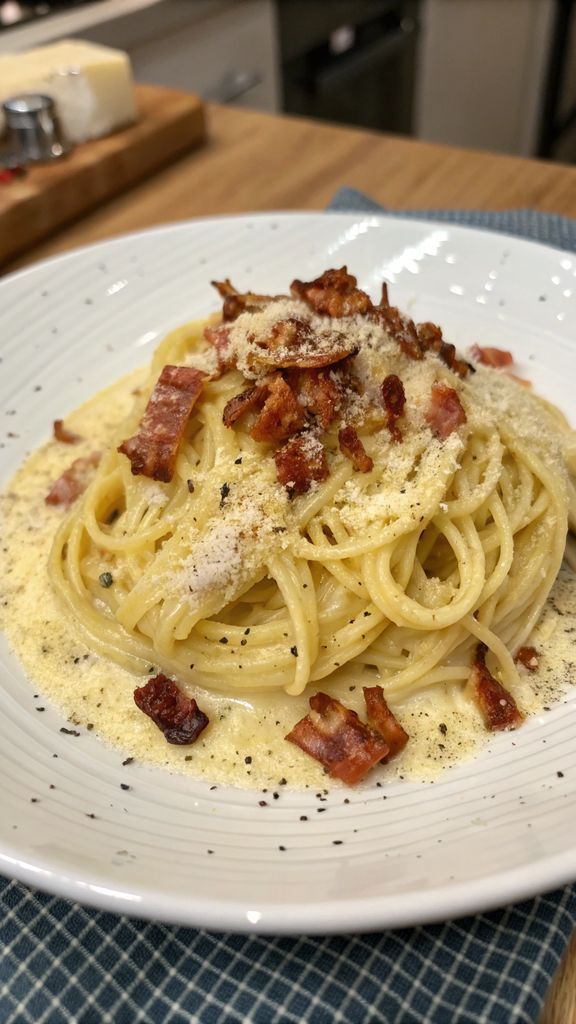 Preparazione passo-passo di Creamy Spaghetti Carbonara Perfection