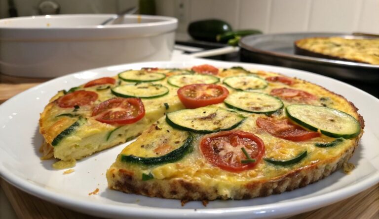 Un delizioso piatto di Crispy Zucchini & Tomato Frittata Recipe!