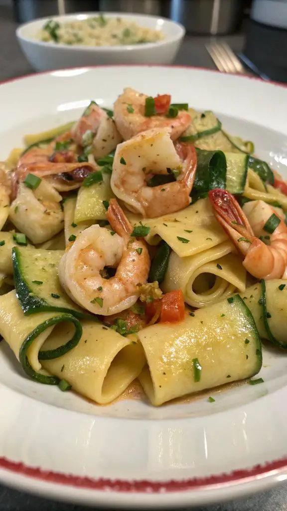 Preparazione passo-passo di Mezzi paccheri con gamberi e zucchine