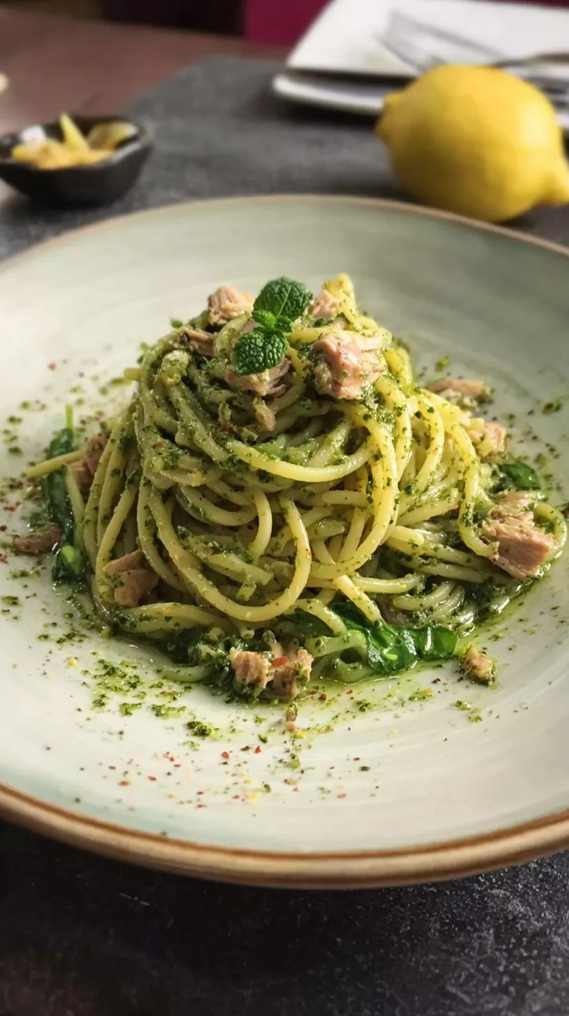 SPAGHETTI AL PESTO DI TONNO