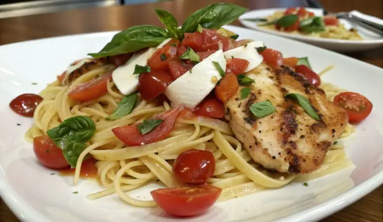 Un delizioso piatto di Savor the Flavor of Bruschetta Chicken Pasta Tonight!