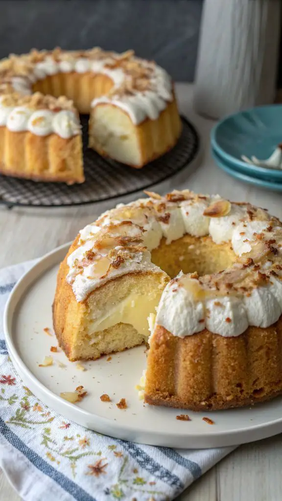 Preparazione passo-passo di Ciambella di pavesini: la ricetta del dolce cremoso e profumato al cocco