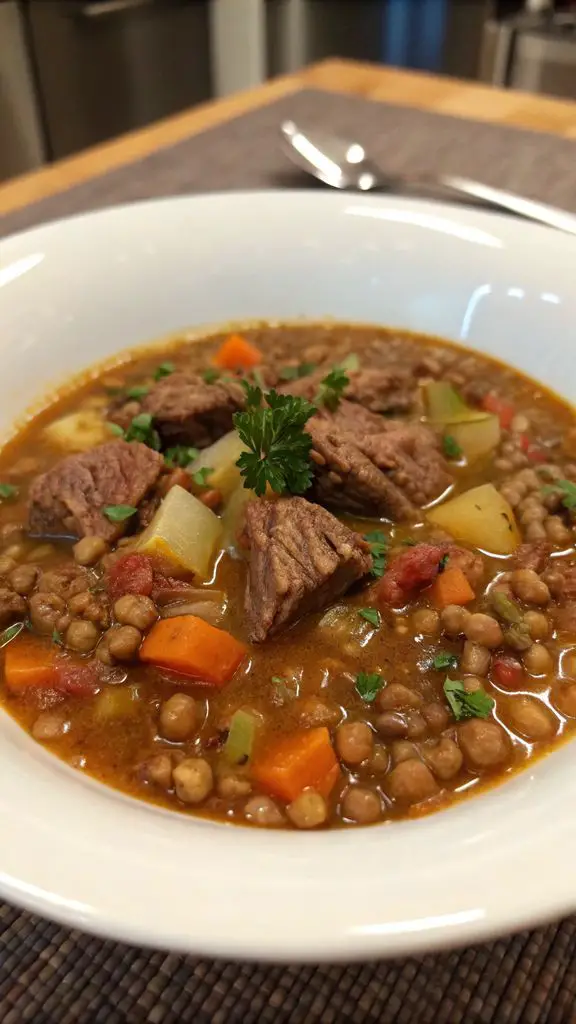 Preparazione passo-passo di Zuppa di Manzo e Lenticchie Sostanziosa: Un Abbraccio Caldo in una Ciotola