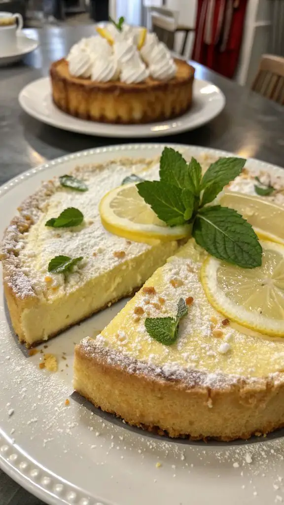 Un delizioso piatto di Torta Magica al Limone e Ricotta: Soffice, Cremosa e Irresistibile