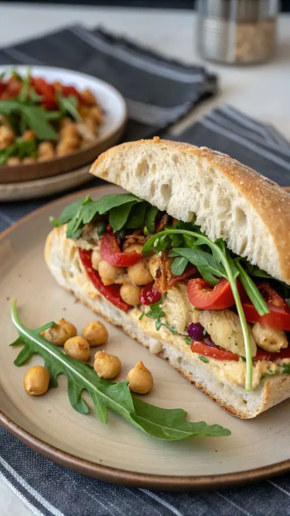 Preparazione passo-passo di Ricetta Panino con Insalata di Ceci Infusi di Hummus