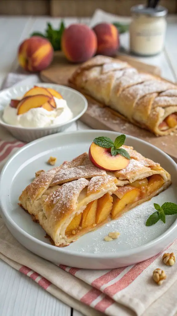 Un delizioso piatto di Strudel Estivo di Pesche (con pasta sfoglia pronta)